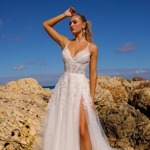 NEW FLOOR LENGTH OFF SHOULDER SLEEVELESS A-LINE GOWN WITH LACE UP BACK AC TM1006